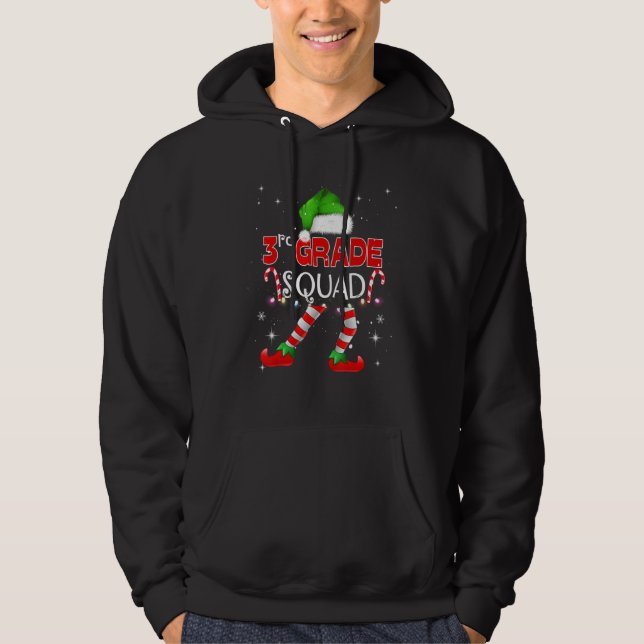 3rd Grade Elf Squad Matching Teach Christmas Schoo Hoodie (Vorderseite)