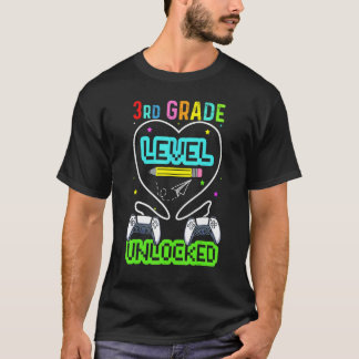 3rd Grade Level Unlocked First Day Back To School  T-Shirt