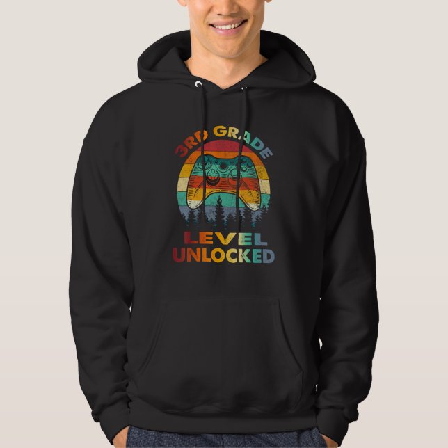 3rd Grade Level Unlocked Gamer 1st Day Of School B Hoodie (Vorderseite)