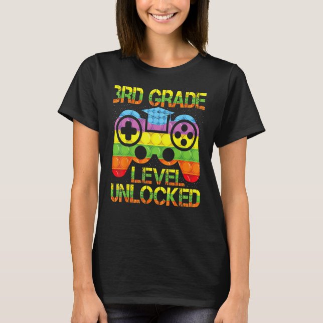 3rd Grade Level Unlocked Pop It Video Game Back To T-Shirt (Vorderseite)