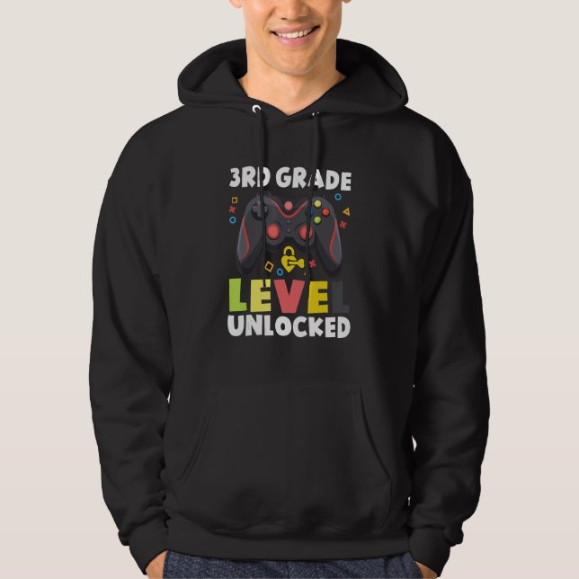 3rd Grade Level Unlocked Video Game Back To School Hoodie (Vorderseite)