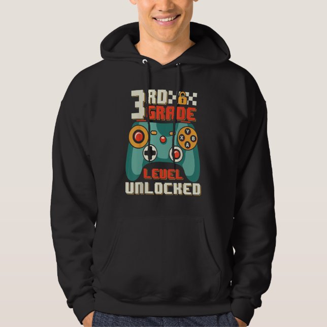 3rd Grade Level Unlocked Video Game Back To School Hoodie (Vorderseite)