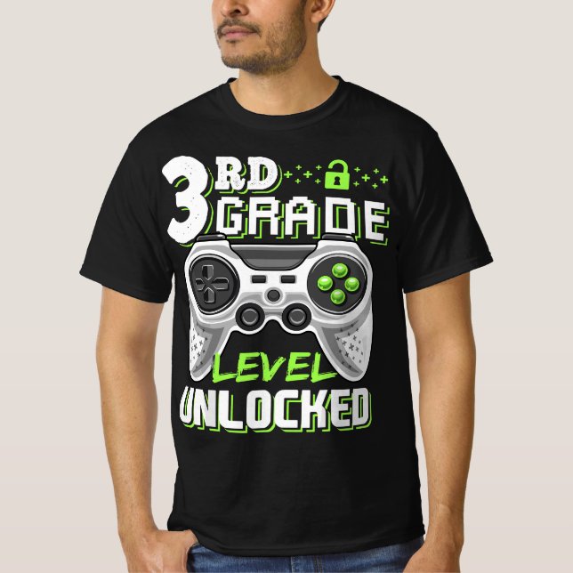 3rd Grade Level Unlocked Video Game Back to School T-Shirt (Vorderseite)