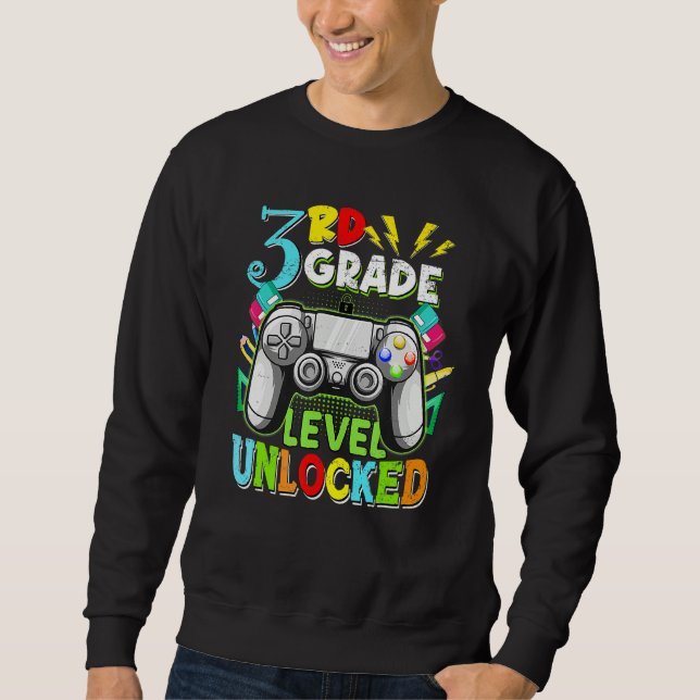 3rd Grade Level Unlocked Video Gamer Kids Boy Back Sweatshirt (Vorderseite)