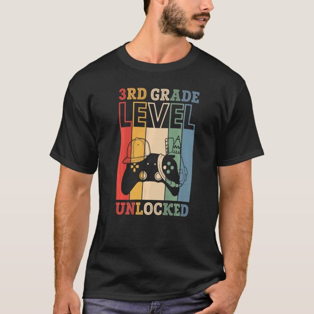 3rd Grade Level Unlocked VideoGame Back to School  T-Shirt (Vorderseite)