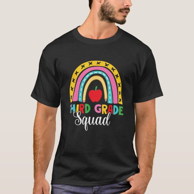 3rd Grade Squad Back To School Rainbow Teachers T-Shirt (Vorderseite)