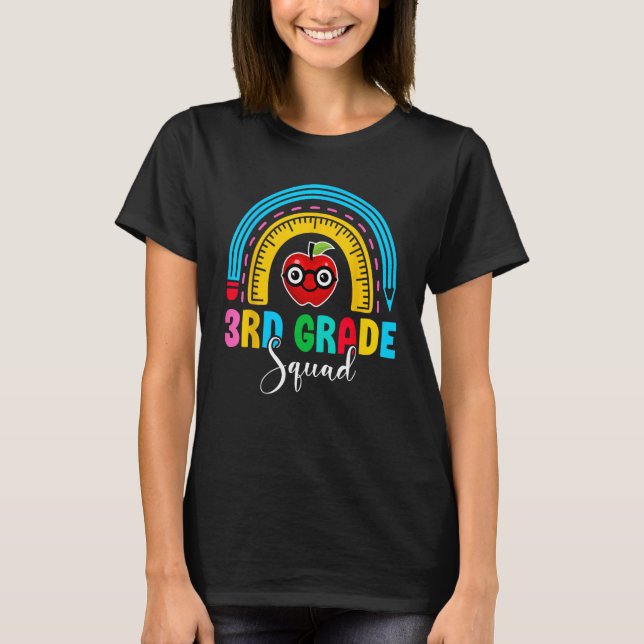 3rd Grade Squad Back To School Rainbow Teachers Th T-Shirt (Vorderseite)