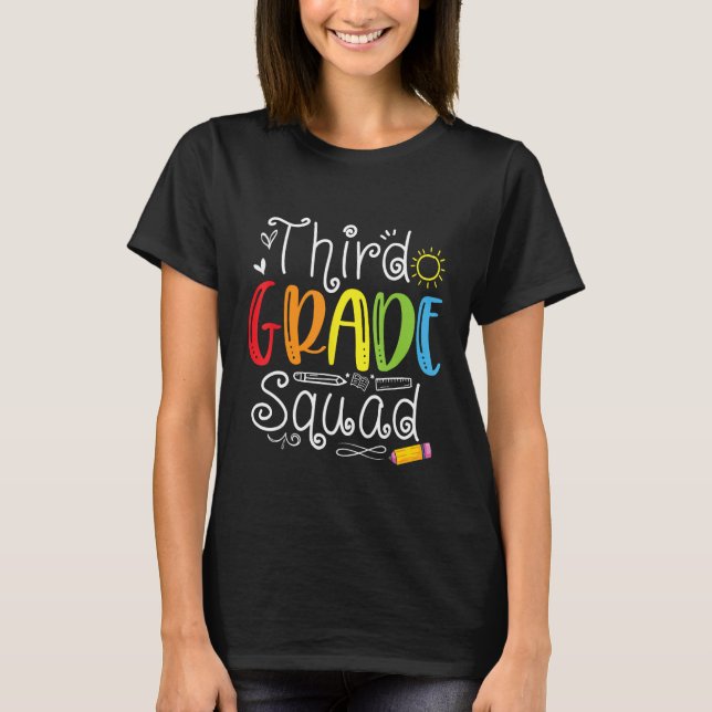 3rd Grade Squad Third Teacher Student Team Back To T-Shirt (Vorderseite)