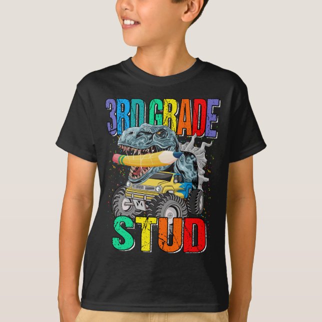 3rd Grade Stud Monster Truck Dinosaur T-Shirt (Vorderseite)