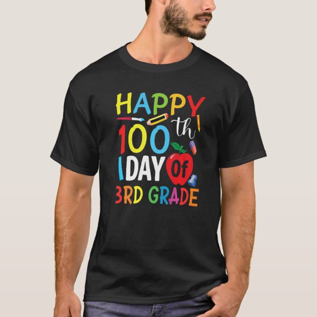 3rd Grade Teacher Child Happy 100th Day of School T-Shirt (Vorderseite)