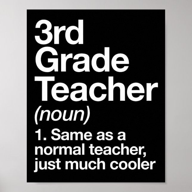 3rd Grade Teacher Definition Funny Ck To School Fi Poster (Vorne)