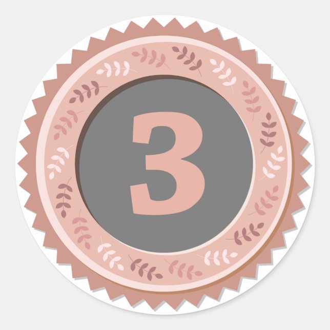 3rd Place Bronze Medal Dark Runder Aufkleber (Vorderseite)