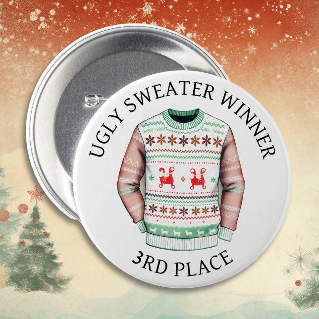 3RD Place Ugly Sweater Gewinner | Weihnachten Button (Von Creator hochgeladen)