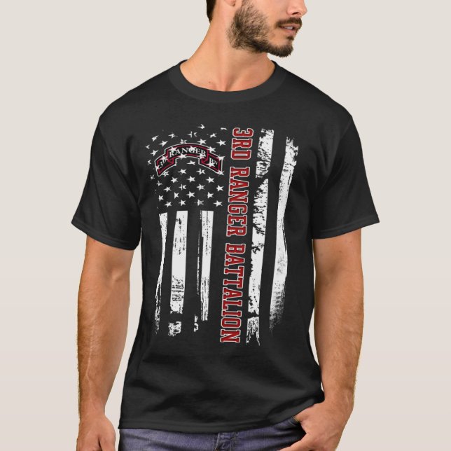 3rd Ranger Battalion Veteran USA Flag Veterans Day T-Shirt (Vorderseite)