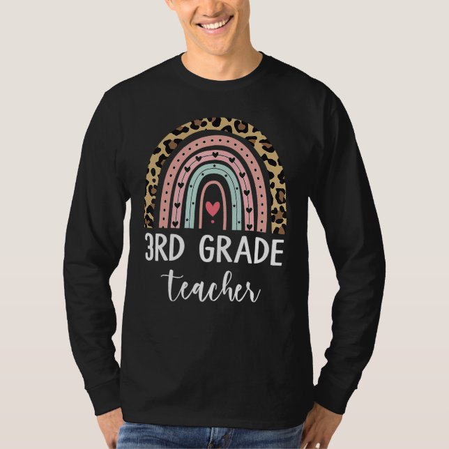3rd Third Grade Teacher Rainbow Leopard Back To Sc T-Shirt (Vorderseite)
