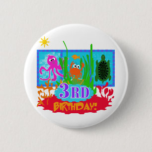 3rd Undersea Adventure Birthday Tshirts Button
