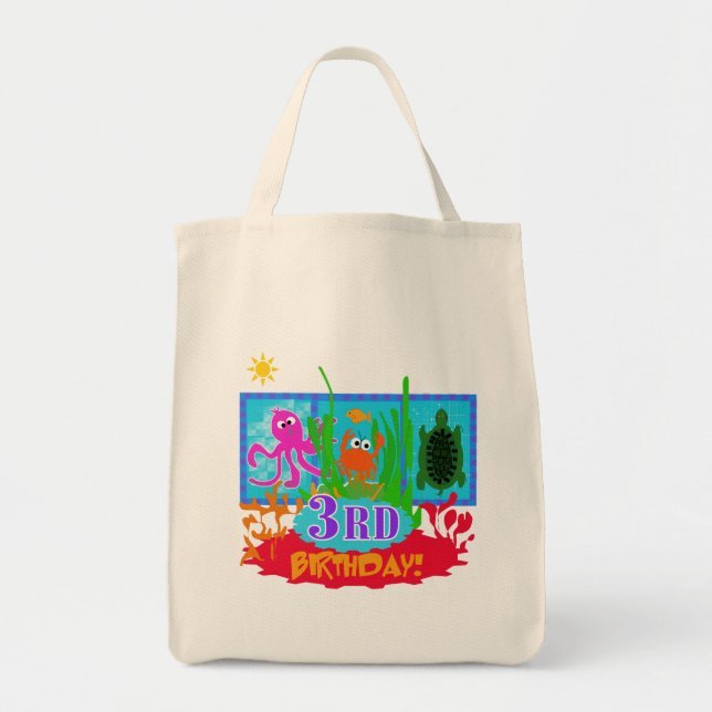 3rd Undersea Adventure Birthday Tshirts Tragetasche (Vorne)