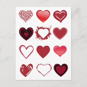 3x4 Herzfrequenzraster Valentine Postkarte