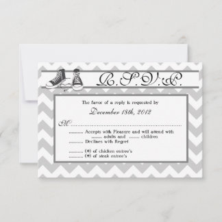 3x5 Antwortkarte R.S.V.P. Turnschuhe Chevron RSVP Karte