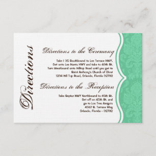 3x5 Directions Card Minze White Damask Lace Print Begleitkarte