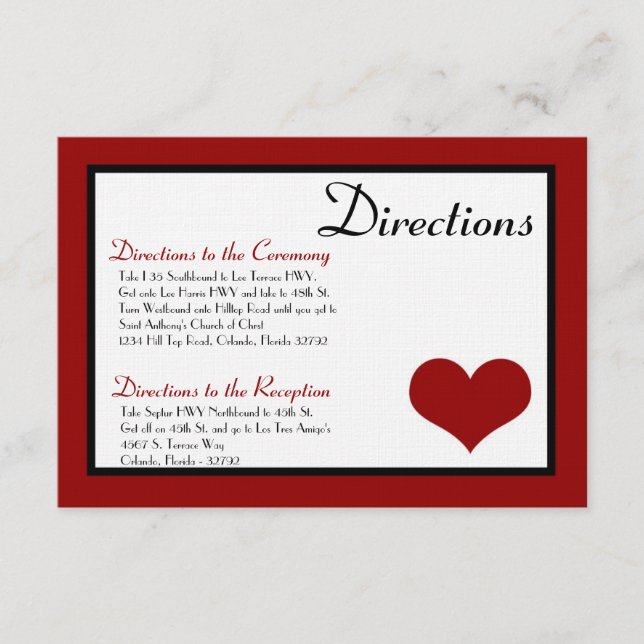 3x5 Directions Card Wedding Pinguin Liebe Couple Begleitkarte (Vorderseite)