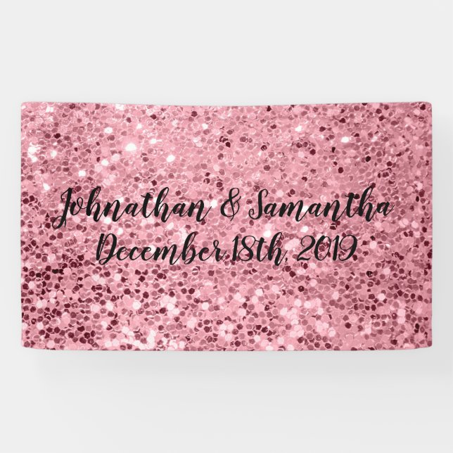 3'x5' Personalisierte Banner Rose Gold Glitzer (Horizontal)