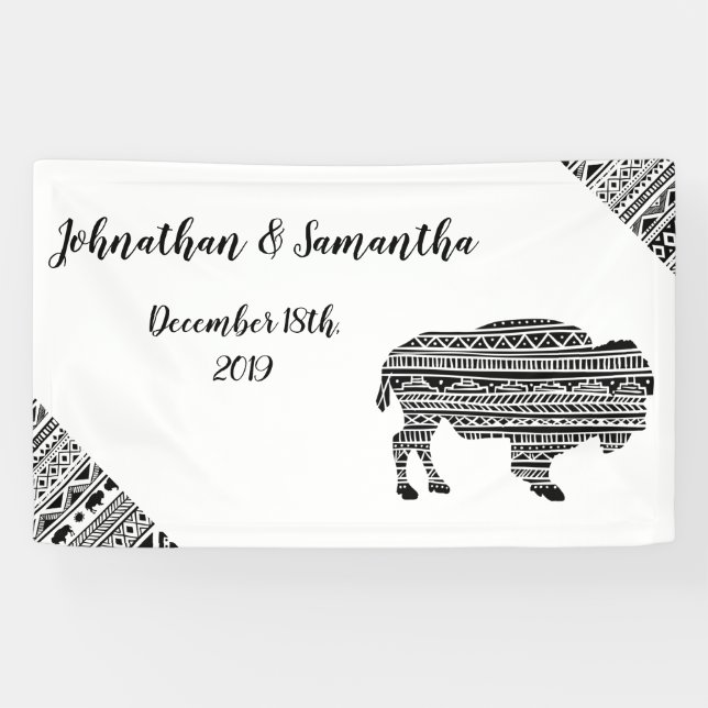 3'x5' Personalisiertes Banner Boho Buffalo Tribal  (Horizontal)