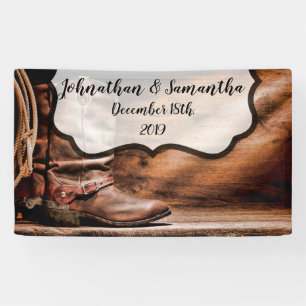 3'x5' Personalisiertes Banner Cowboy-Stiefel Barn 