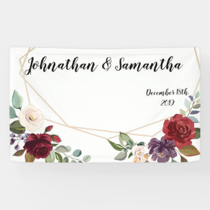 3'x5' Personalisiertes Banner White Roses Gold Geo