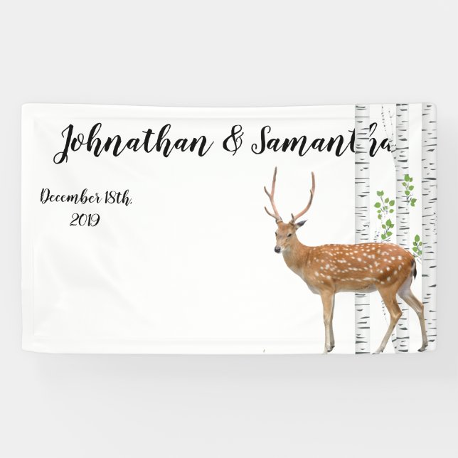 3'x5' Personalisiertes Banner XMAS Deer Doe Woodla (Horizontal)