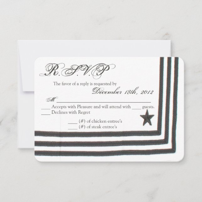 3x5 R.S.V.P. Antwort Card Navy Summer Dress Whites (Vorderseite)