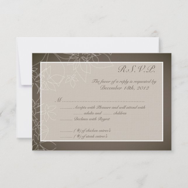 3x5 R.S.V.P. Antwort Karte Herbstflorale Fall grau (Vorderseite)
