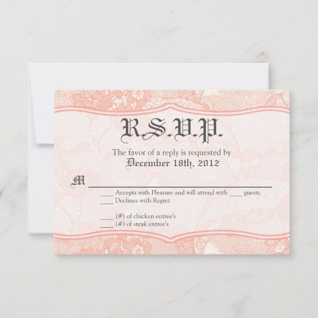 3x5 R.S.V.P. Antwort Karte Land Korallenspitze Dru (Vorderseite)