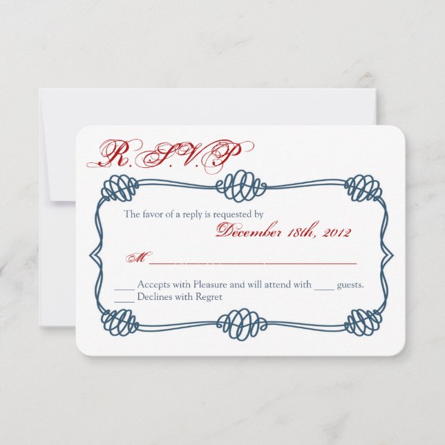 3x5 R.S.V.P. Antwort Karte Navy Nautical Knot Anch (Vorderseite)