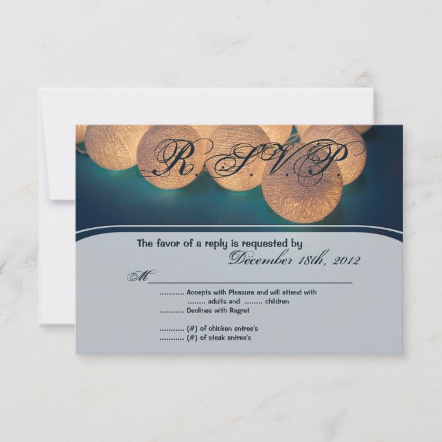 3x5 R.S.V.P. Antwort-Kartenreihenleuchten Nachtleu RSVP Karte (Vorderseite)