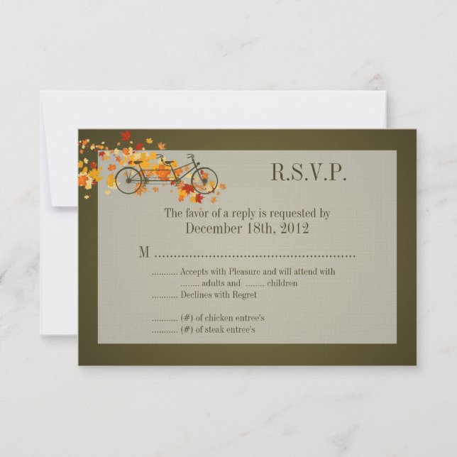 3x5 R.S.V.P. Antwortkarte Braunes Doppelfahrrad RSVP Karte (Vorderseite)