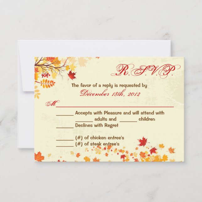 3x5 R.S.V.P. Antwortkarte Bruch Herbstleaves RSVP Karte (Vorderseite)