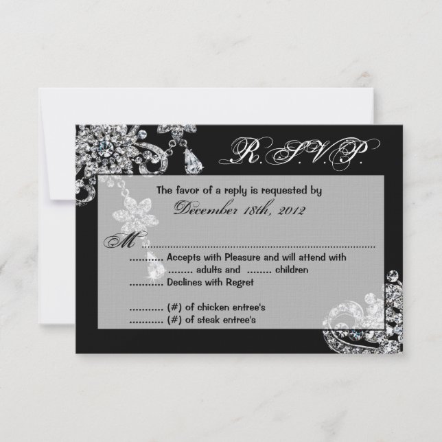 3x5 R.S.V.P. Antwortkarte Diamant Schmuck Necklace RSVP Karte (Vorderseite)