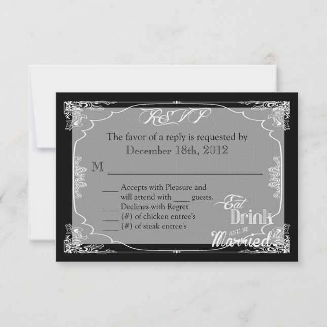 3x5 R.S.V.P. Antwortkarte Essen Getränk Verheirate RSVP Karte (Vorderseite)