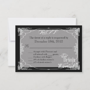 3x5 R.S.V.P. Antwortkarte Essen Getränk Verheirate RSVP Karte