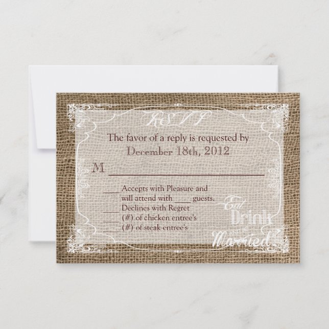 3x5 R.S.V.P. Antwortkarte Essensgetränk sei Verhei RSVP Karte (Vorderseite)