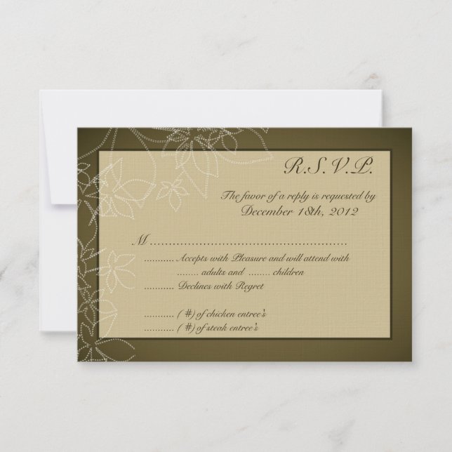 3x5 R.S.V.P. Antwortkarte Herbstflorale Fall braun RSVP Karte (Vorderseite)