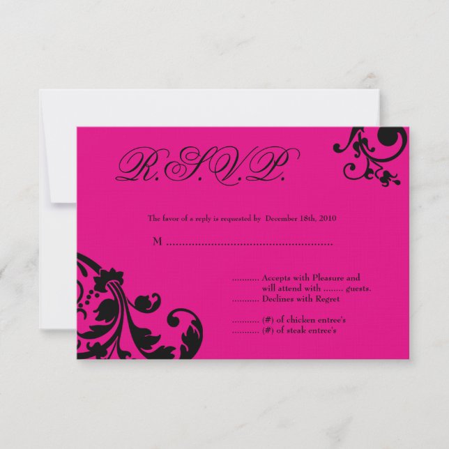 3x5 R.S.V.P. Antwortkarte Hot Pink Blütenblätterun RSVP Karte (Vorderseite)