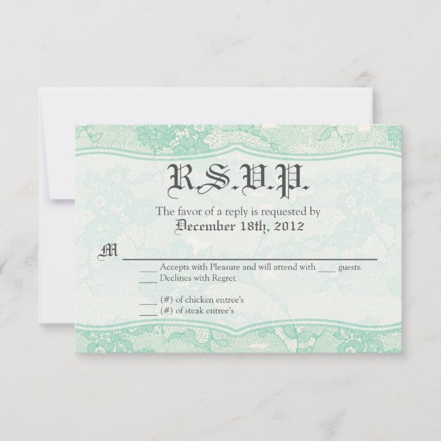 3x5 R.S.V.P. Antwortkarte Landminze Spitze Druck RSVP Karte (Vorderseite)