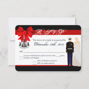 3x5 R.S.V.P. Antwortkarte Marine Uniform Groom Bri RSVP Karte