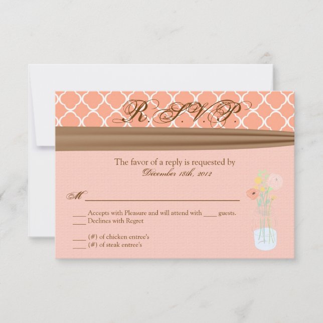 3x5 R.S.V.P. Antwortkarte Mason Jar Blume RSVP Karte (Vorderseite)