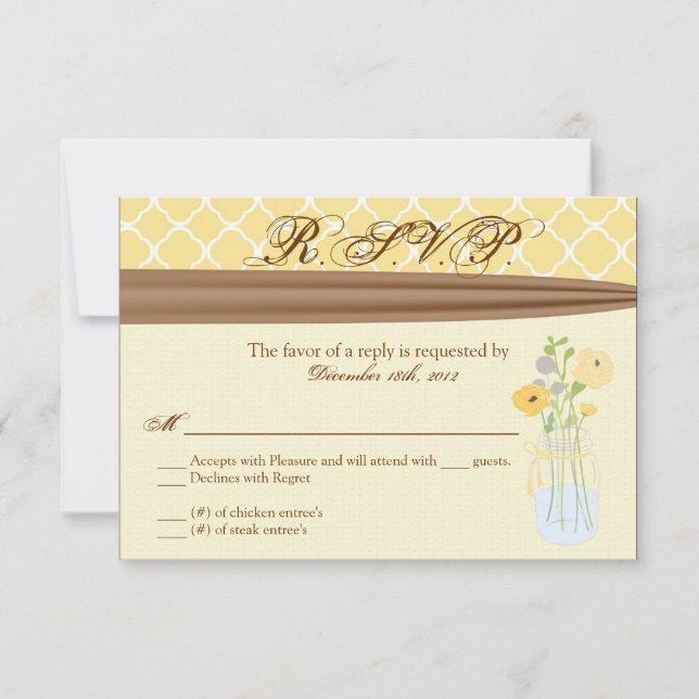3x5 R.S.V.P. Antwortkarte Mason Jar Blume RSVP Karte (Vorderseite)
