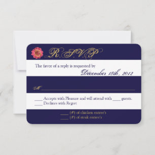 3x5 R.S.V.P. Antwortkarte Modern Stripe Navy White RSVP Karte