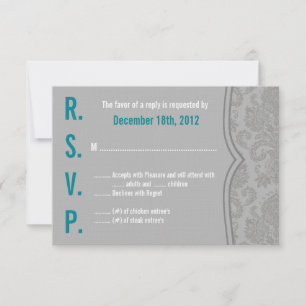 3x5 R.S.V.P. Antwortkarte moderne graue Damast-Lac RSVP Karte