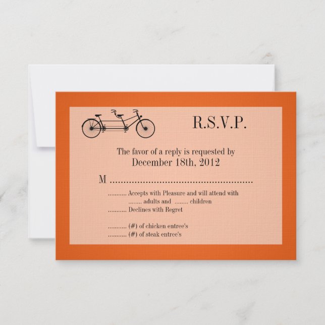 3x5 R.S.V.P. Antwortkarte Orange Doppelfahrrad RSVP Karte (Vorderseite)
